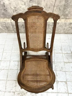 Pamono Folding Low Cane Rocking Chair><noscript><img width=
