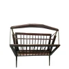 Pamono Folding Magazine Rack in Stained Wood and Brass by Cesare Lacca, Italy, 1950s> Magazine Racks