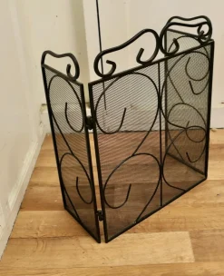 Pamono Folding Wrought Iron Fire Guard for Inglenook Fireplace, 1960s><noscript><img width=