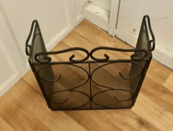 Pamono Folding Wrought Iron Fire Guard for Inglenook Fireplace, 1960s><noscript><img width=