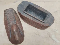 Outlet Pamono Folk Art Hand-Carved Teak Duck Box, 1960s