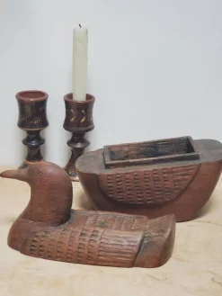Outlet Pamono Folk Art Hand-Carved Teak Duck Box, 1960s