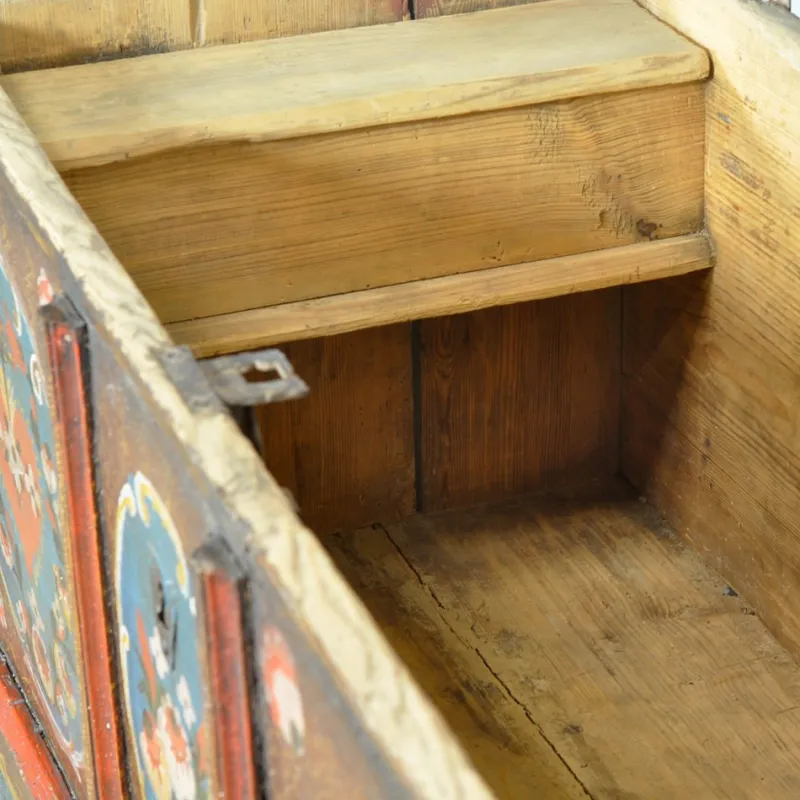 Pamono Folk Art Wedding Chest, 1718> Trunks Crates & Baskets