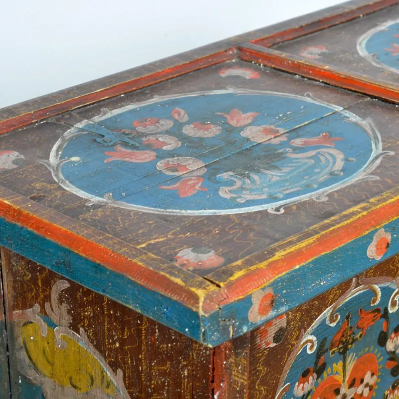 Pamono Folk Art Wedding Chest, 1718> Trunks Crates & Baskets