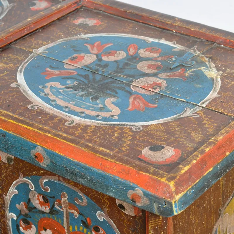 Pamono Folk Art Wedding Chest, 1718> Trunks Crates & Baskets