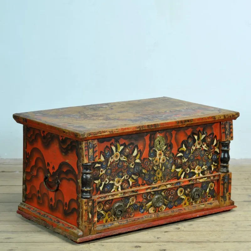 New Pamono Folk Art Wedding Chest, 1850