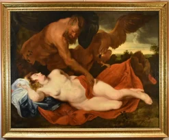 Best Pamono Follower of Anthoon Van Dyck, Jupiter & Nude Antiope, 1700, Oil on Canvas, Framed