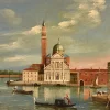 Pamono Follower of Canaletto, View of Venice, San Giorgio Maggiore, 19th Century, Oil on Canvas> Old Masters|Classical