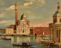Pamono Follower of Canaletto, View of Venice, San Giorgio Maggiore, 19th Century, Oil on Canvas><noscript><img width=