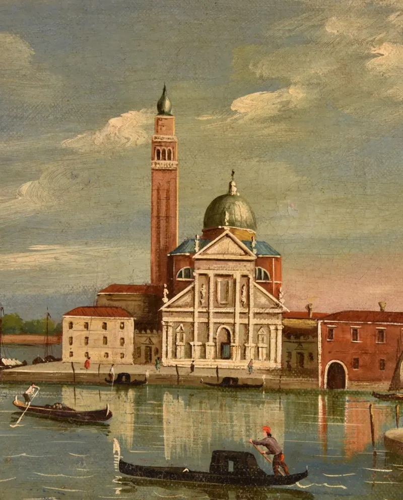 Pamono Follower of Canaletto, View of Venice, San Giorgio Maggiore, 19th Century, Oil on Canvas> Old Masters|Classical
