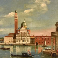 Pamono Follower of Canaletto, View of Venice, San Giorgio Maggiore, 19th Century, Oil on Canvas><noscript><img width=