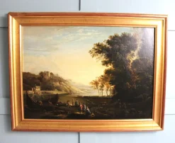 Pamono Follower of Claude Lorrain, Merchants on the River Po, 1800s, Oil on Canvas> Old Masters