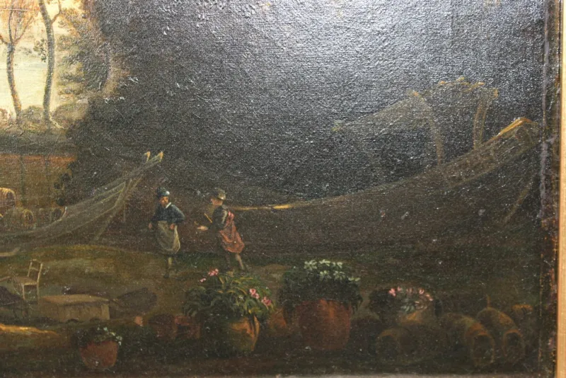 Pamono Follower of Claude Lorrain, Merchants on the River Po, 1800s, Oil on Canvas> Old Masters