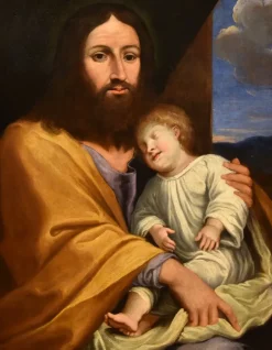 Outlet Pamono Follower of Giovan Battista Salvi, Baby Jesus, 1660, Oil on Canvas, Framed