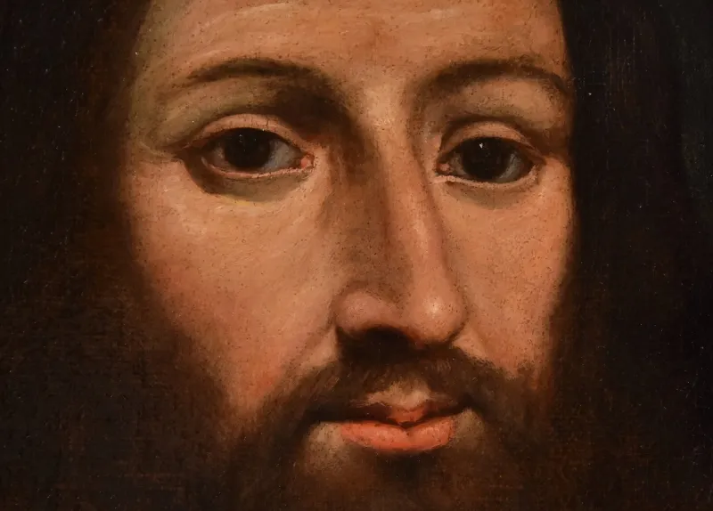 Outlet Pamono Follower of Giovan Battista Salvi, Baby Jesus, 1660, Oil on Canvas, Framed