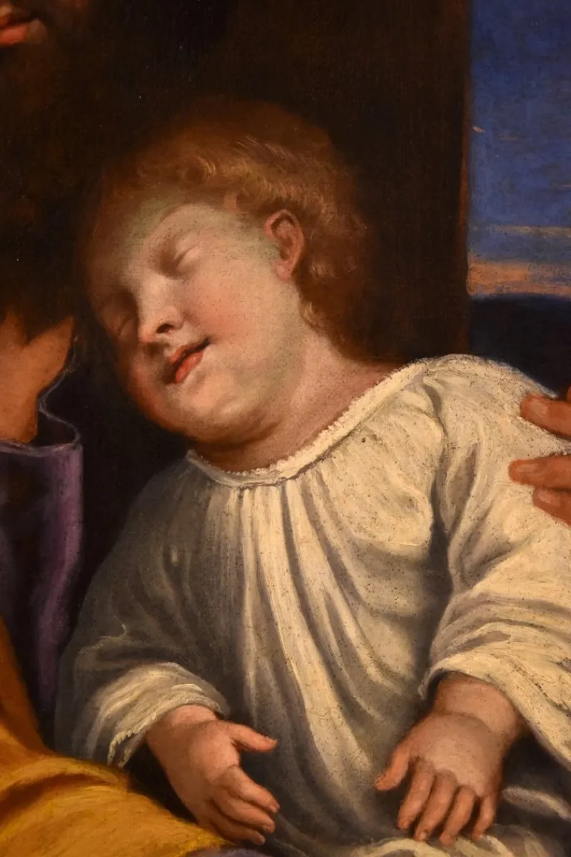 Outlet Pamono Follower of Giovan Battista Salvi, Baby Jesus, 1660, Oil on Canvas, Framed
