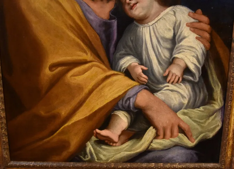 Outlet Pamono Follower of Giovan Battista Salvi, Baby Jesus, 1660, Oil on Canvas, Framed