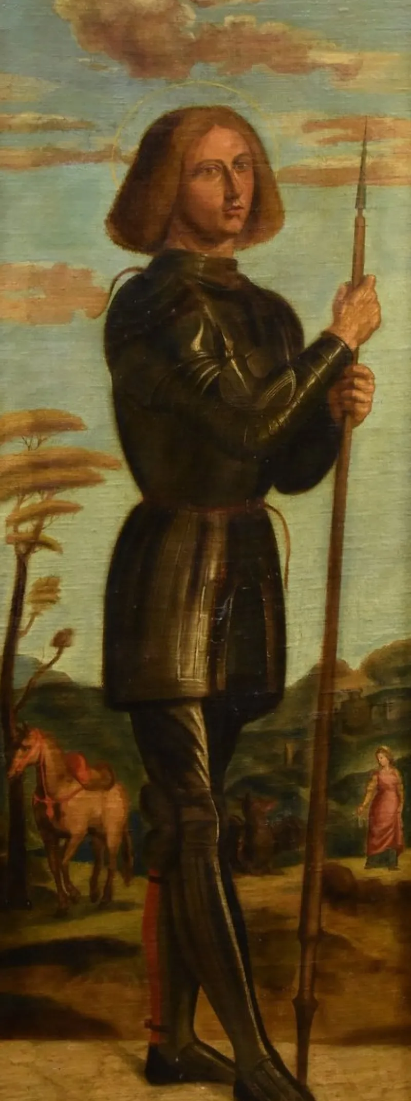 Discount Pamono Follower of Giovanni Battista Cima / Cima Da Conegliano, Saint George, 1650, Oil on Canvas, Framed