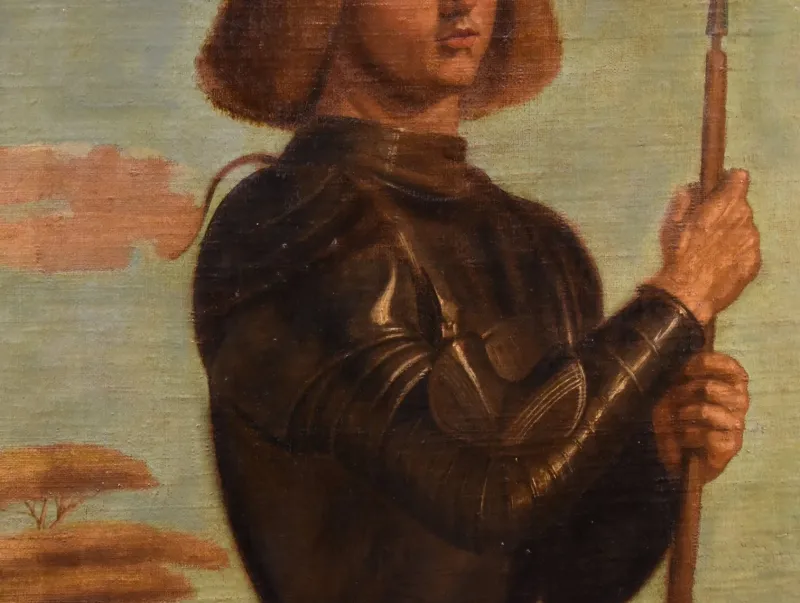 Discount Pamono Follower of Giovanni Battista Cima / Cima Da Conegliano, Saint George, 1650, Oil on Canvas, Framed