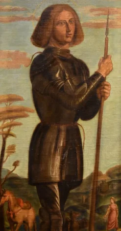 Discount Pamono Follower of Giovanni Battista Cima / Cima Da Conegliano, Saint George, 1650, Oil on Canvas, Framed