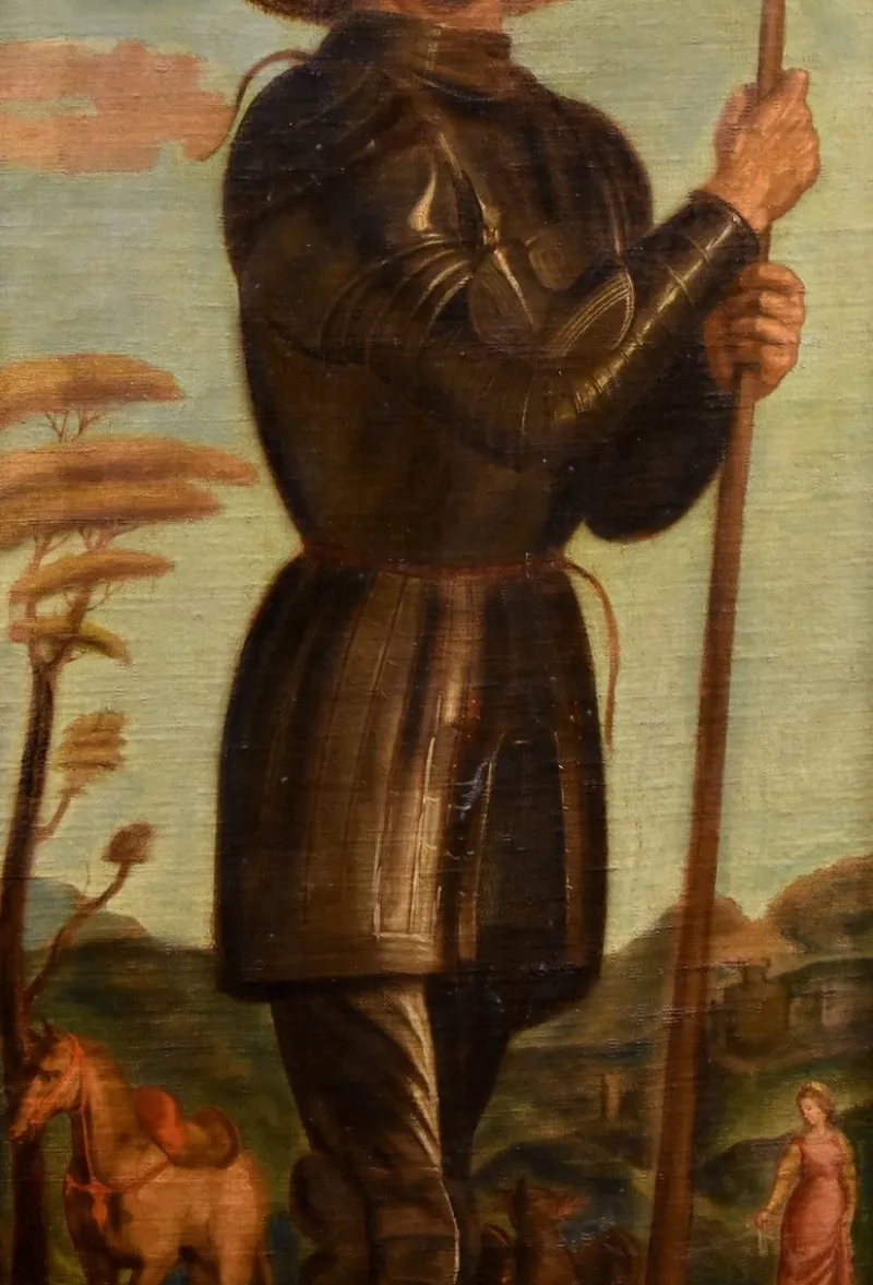 Discount Pamono Follower of Giovanni Battista Cima / Cima Da Conegliano, Saint George, 1650, Oil on Canvas, Framed