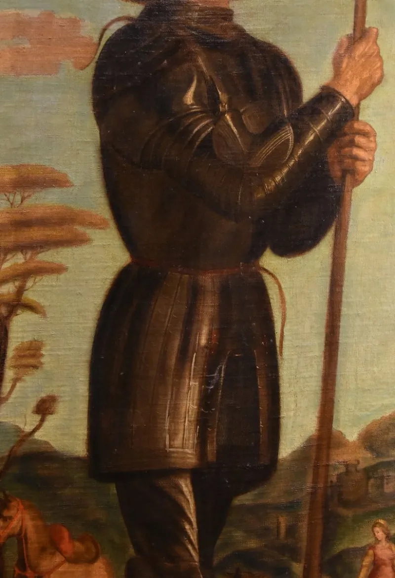 Discount Pamono Follower of Giovanni Battista Cima / Cima Da Conegliano, Saint George, 1650, Oil on Canvas, Framed