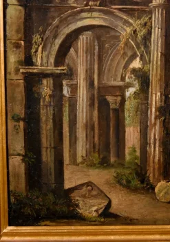 Pamono Follower of Niccolò Codazzi, Capricci Landscapes, 1700, Oil on Canvases, Framed, Set of 2><noscript><img width=