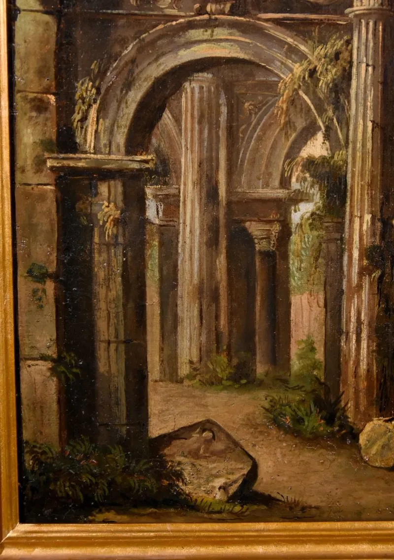 Pamono Follower of Niccolò Codazzi, Capricci Landscapes, 1700, Oil on Canvases, Framed, Set of 2> Old Masters|Classical