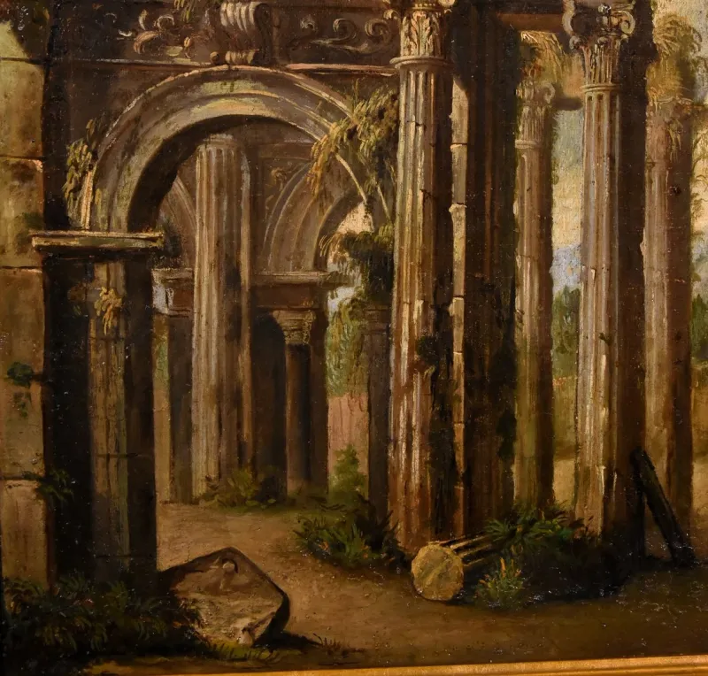 Pamono Follower of Niccolò Codazzi, Capricci Landscapes, 1700, Oil on Canvases, Framed, Set of 2> Old Masters|Classical