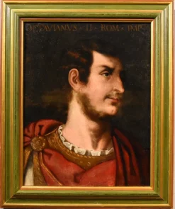 Online Pamono Follower of Tiziano Vecellio, Portraits of Julius Caesar & Octavian, 1700, Oil on Canvases, Framed, Set of 2