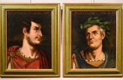Online Pamono Follower of Tiziano Vecellio, Portraits of Julius Caesar & Octavian, 1700, Oil on Canvases, Framed, Set of 2