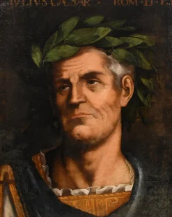 Online Pamono Follower of Tiziano Vecellio, Portraits of Julius Caesar & Octavian, 1700, Oil on Canvases, Framed, Set of 2