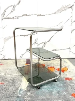 Pamono Food Trolley with Triple Shelf in Steel, 1970> Serving Bar Carts & Trolleys