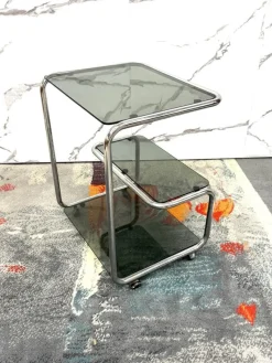 Pamono Food Trolley with Triple Shelf in Steel, 1970><noscript><img width=