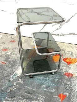 Pamono Food Trolley with Triple Shelf in Steel, 1970><noscript><img width=