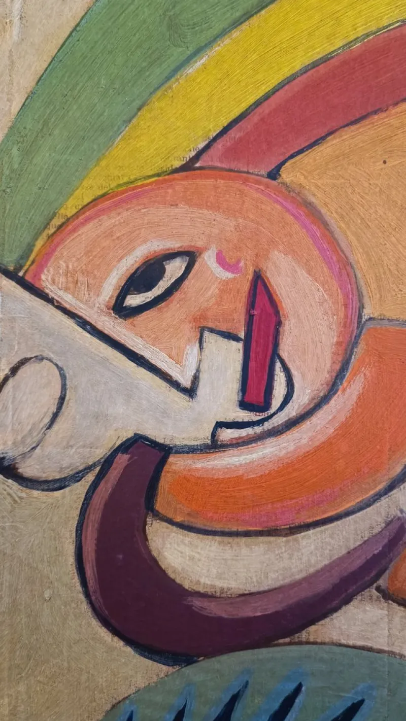 Pamono Fortunato Depero, Futurism Cyclist, 1925, Oil Painting> Minimalist
