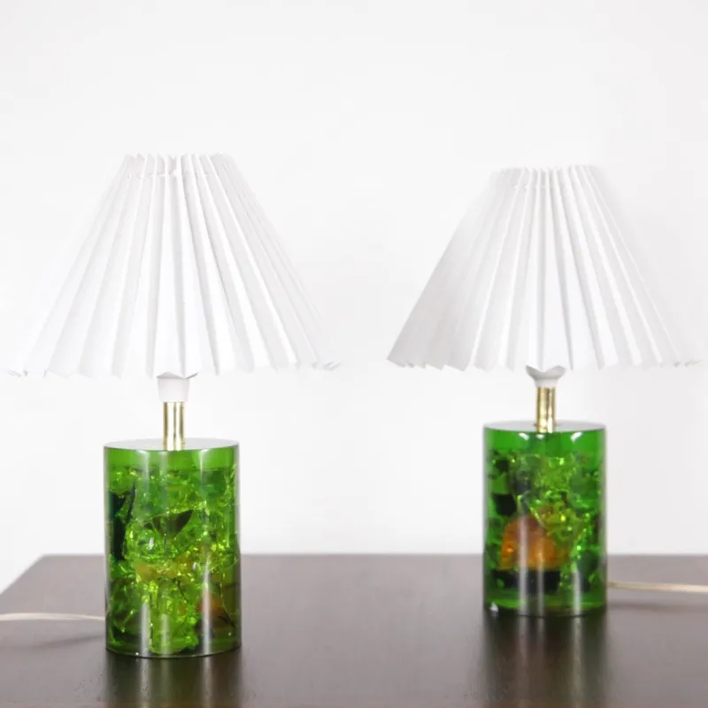 Pamono Fractal Resin Lamps, 1970s, Set of 2> Table Lamps