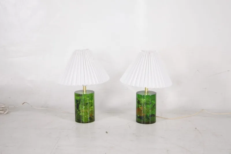 Pamono Fractal Resin Lamps, 1970s, Set of 2> Table Lamps
