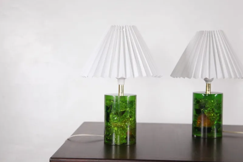 Pamono Fractal Resin Lamps, 1970s, Set of 2> Table Lamps
