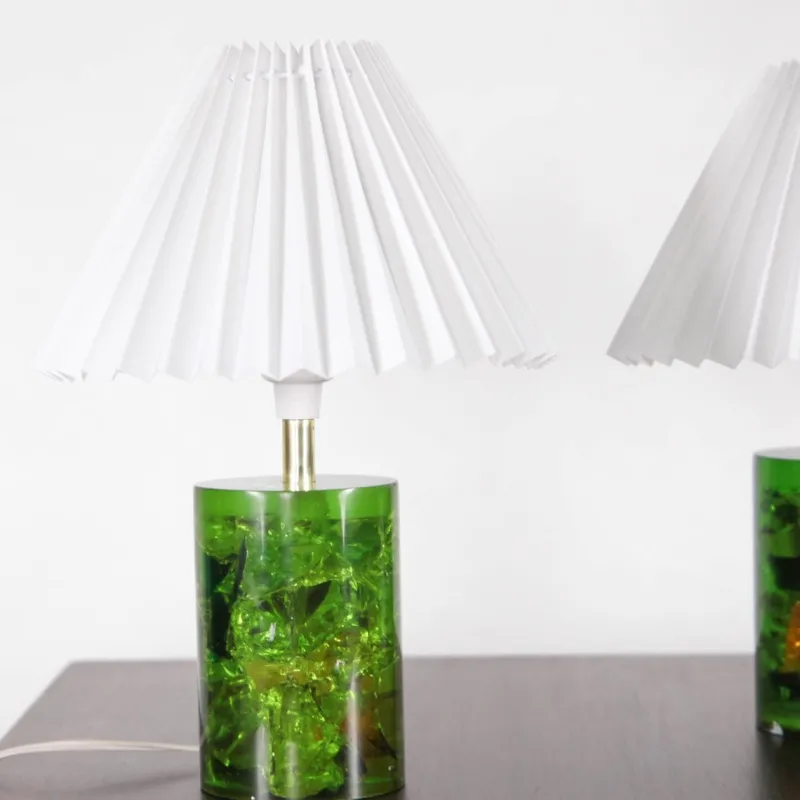Pamono Fractal Resin Lamps, 1970s, Set of 2> Table Lamps