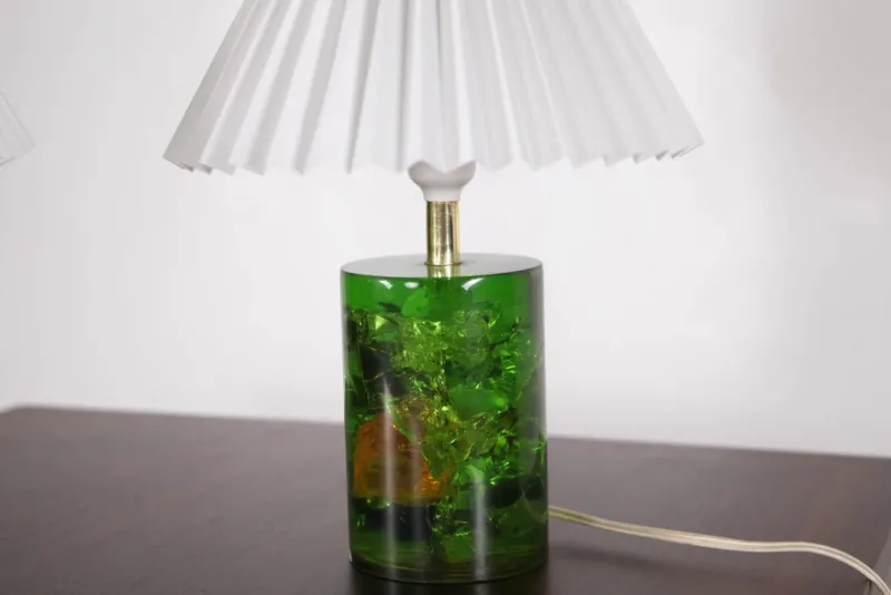 Pamono Fractal Resin Lamps, 1970s, Set of 2> Table Lamps