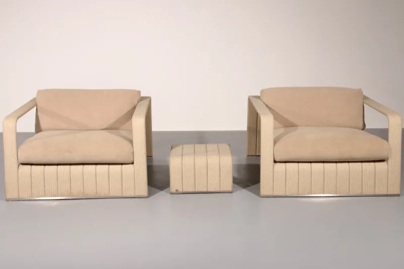 Pamono Frame Your Comfort Lounge Chairs and Table from Paola Lenti, 2000s, Set of 3> Living Room Sets
