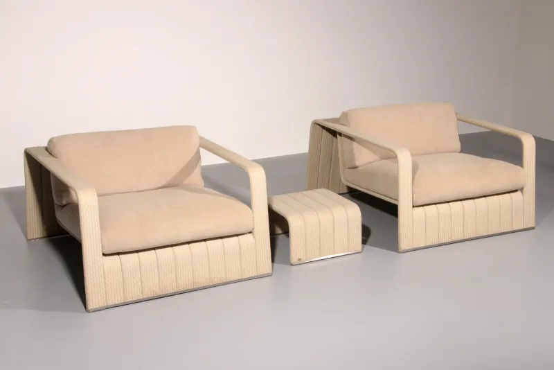 Pamono Frame Your Comfort Lounge Chairs and Table from Paola Lenti, 2000s, Set of 3> Living Room Sets