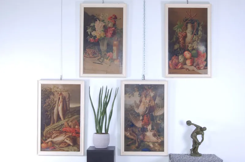Pamono Framed Chromolithographs from Giuseppe Falchetti, 1950s, Set of 4