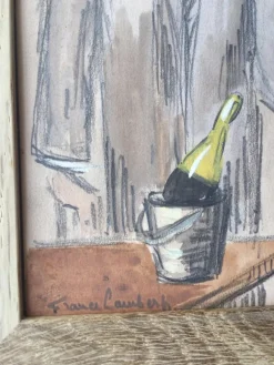 Clearance Pamono France Lambert, L'Addition, 1925, Signed Watercolor