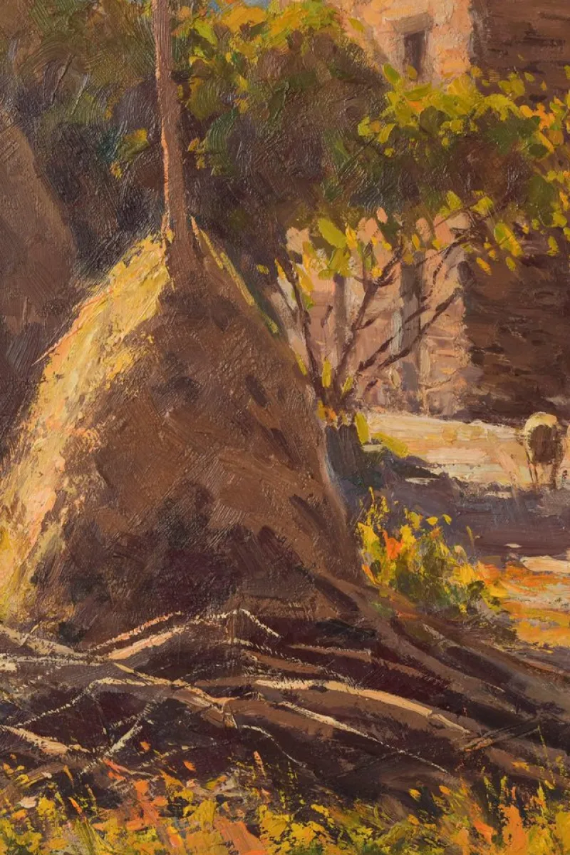 New Pamono Francesc Carbonell Massabe, Farmyard with Sheep, 20th-Century, Oil on Canvas, Framed