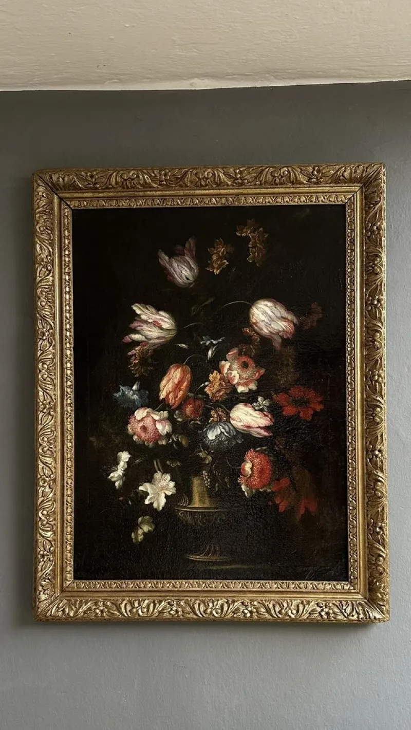 Pamono Francesco Caldei / Francecso Mantovano, Vase of Flowers, 1600s, Oil on Canvas, Framed> Old Masters