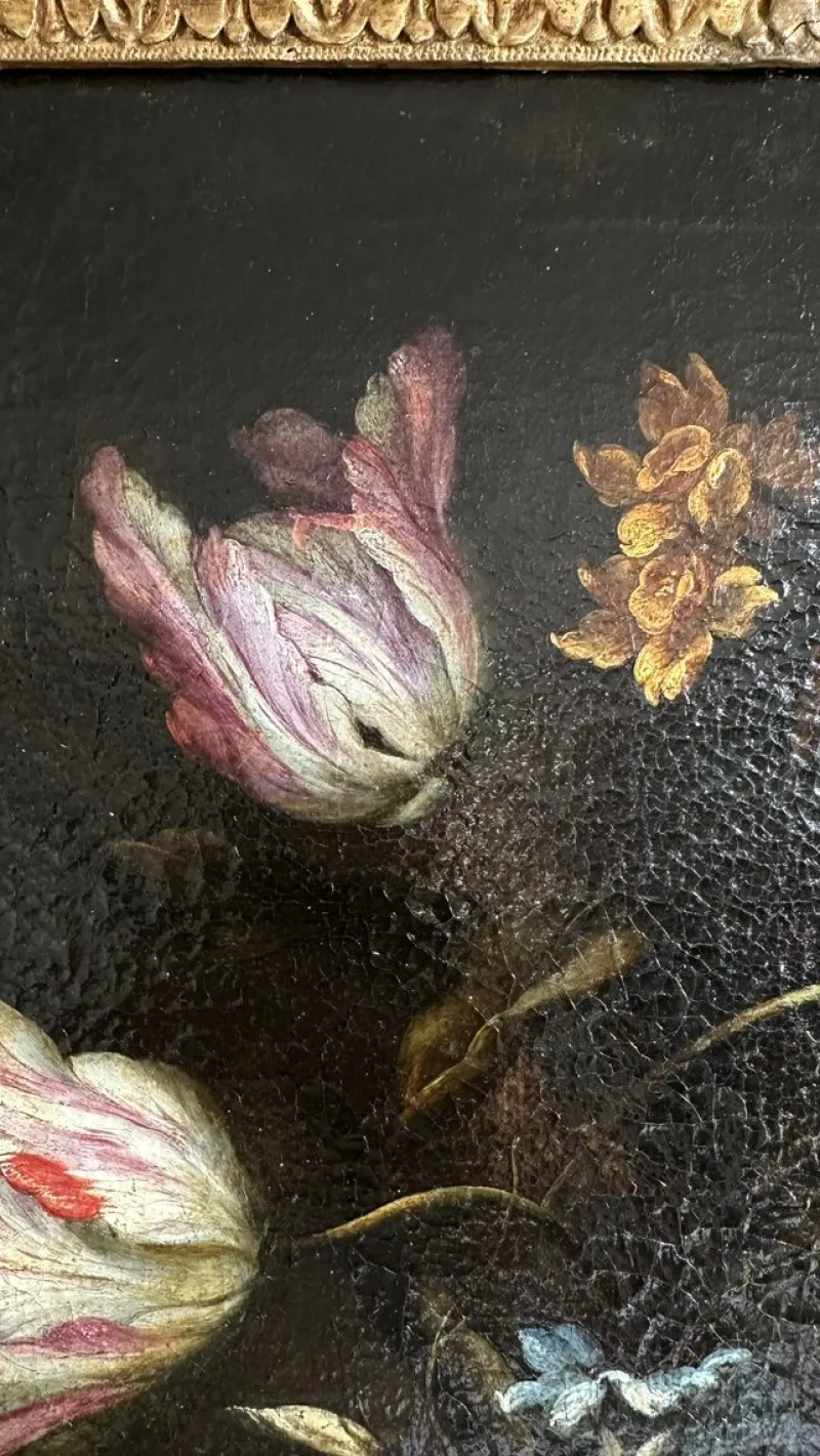 Pamono Francesco Caldei / Francecso Mantovano, Vase of Flowers, 1600s, Oil on Canvas, Framed> Old Masters