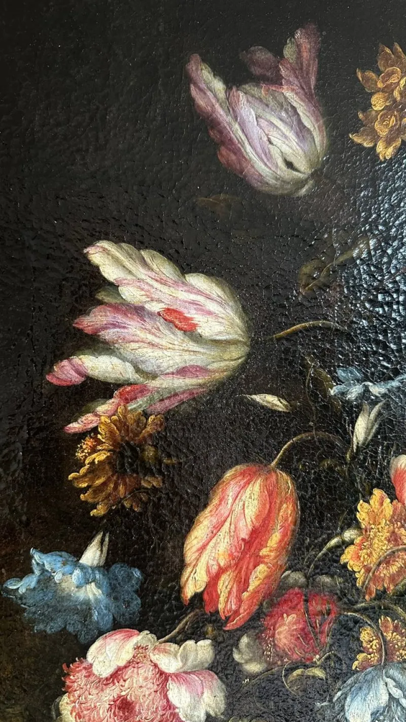 Pamono Francesco Caldei / Francecso Mantovano, Vase of Flowers, 1600s, Oil on Canvas, Framed> Old Masters