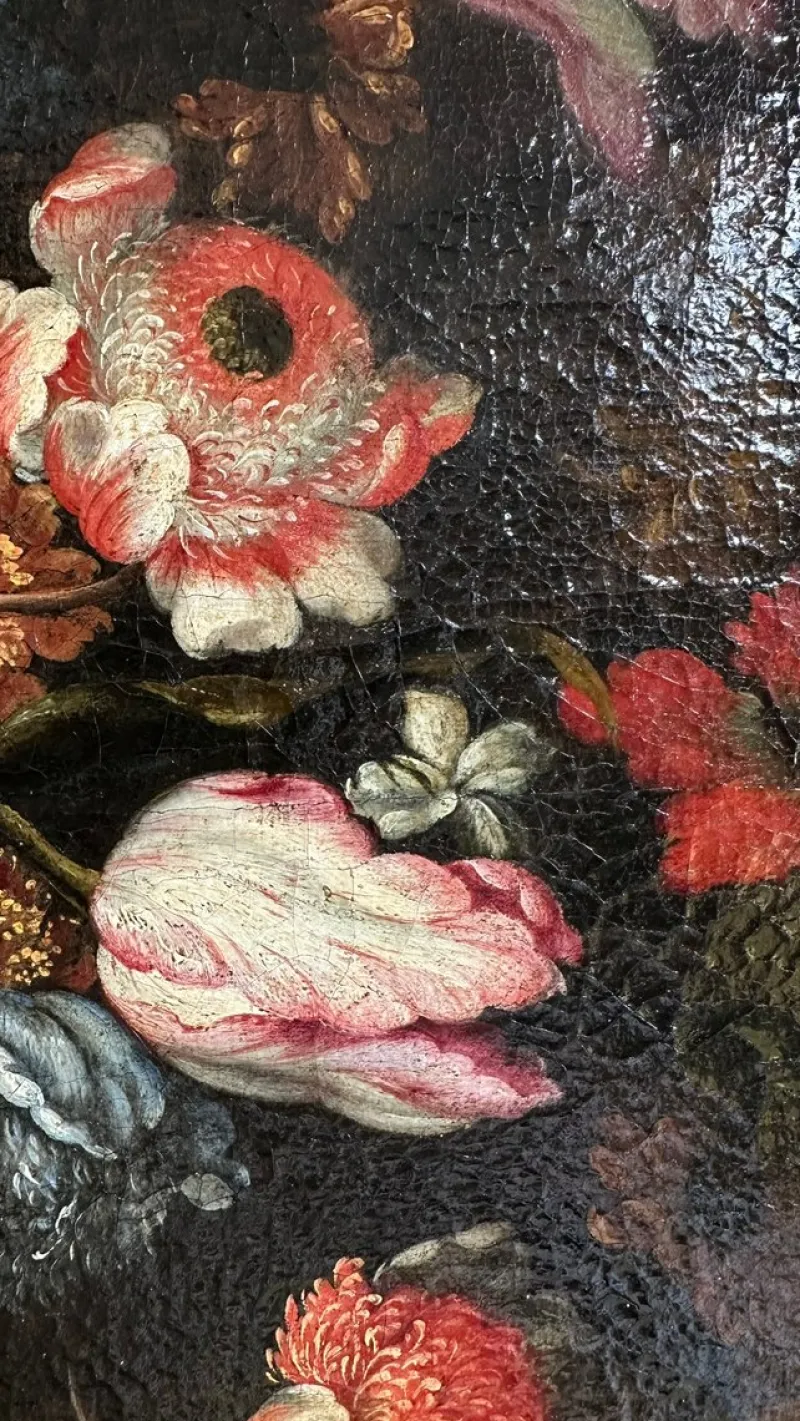 Pamono Francesco Caldei / Francecso Mantovano, Vase of Flowers, 1600s, Oil on Canvas, Framed> Old Masters